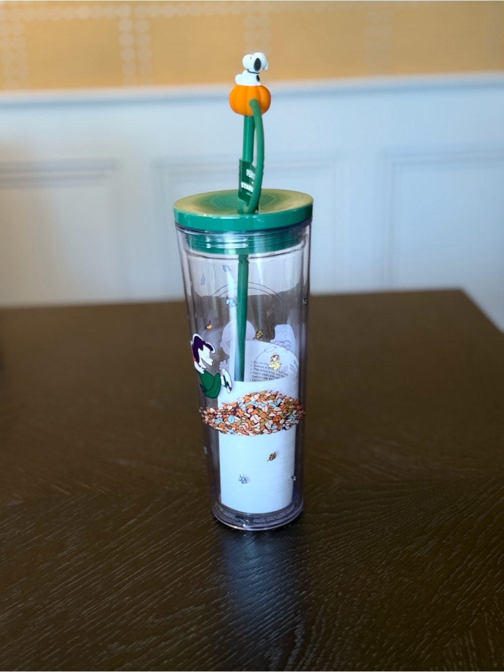 Starbucks + Snoopy Tumbler with Snoopy Pumpkin Straw Topper